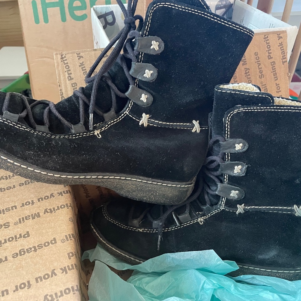 Timberland Women's Reykir Ghillie US 8M Black Suede Sherpa Boot